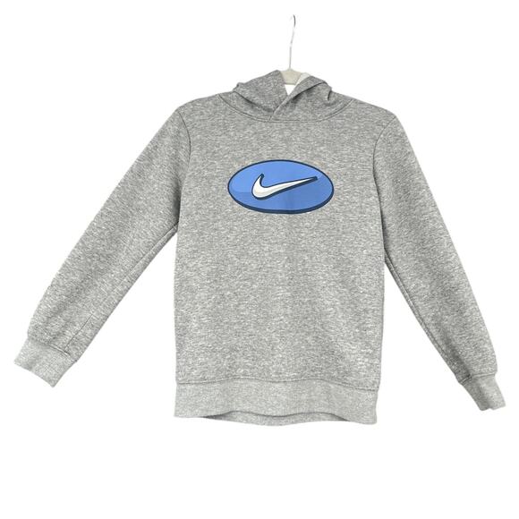 Nike‎ Hooded Gray Nike Logo Long Sleeve Pullover Sweatshirt Size 6 Y - Picture 1 of 6